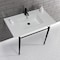 Fauceture KVPB372271MB 37-Inch Console Sink with Brass Legs (Single Faucet Hole), White/Matte Black KVPB372271MB - alternate 3